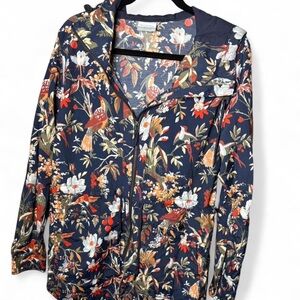 Floral Patterned Hooded Jacket